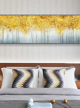杏叶荷花金树现代床头装饰画房间卧室无障碍豪华装饰壁画挂画钻石