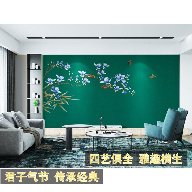 新中式宋氏美学现刺绣独绣书房壁画中国风展厅客厅卧室创意壁布