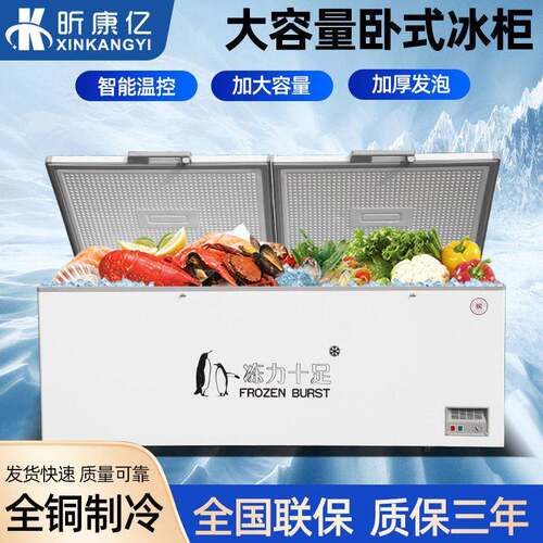 卧式冰柜商用大容量冷藏保鲜冷柜家用双温冰箱大型展示柜速冻柜