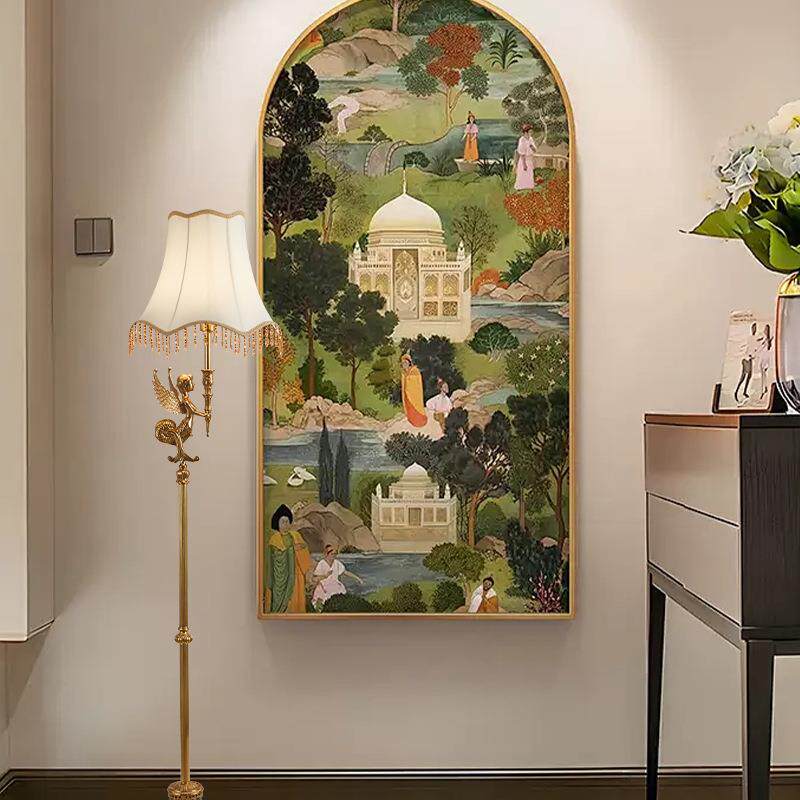 法式全铜落地灯奢华复古艺术创意欧式别墅客厅蜡像天使书房装饰