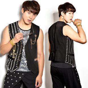 男装 个性 酒吧ds舞蹈歌手心背演马甲哈伦出服男 夜DJ舞台店装 正品