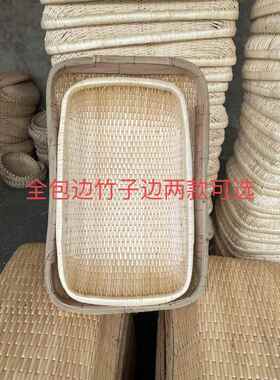 柳编簸箕手工收纳馒头筐长方形大笸箩商用柳条簸箩炒货篮子藤编