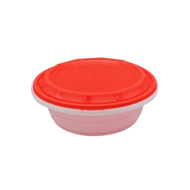 一次性餐盒高档饭盒防盗锁扣加厚带盖圆形外卖防漏打包盒