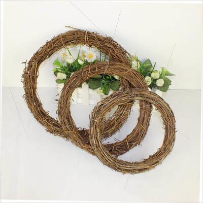 Christmas wreath rattan wreath DIY rattan ring pendant挂件