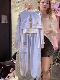 玉桂狗衣服女童裤子，秋装2024套装，三件套秋季多巴胺穿搭儿童装