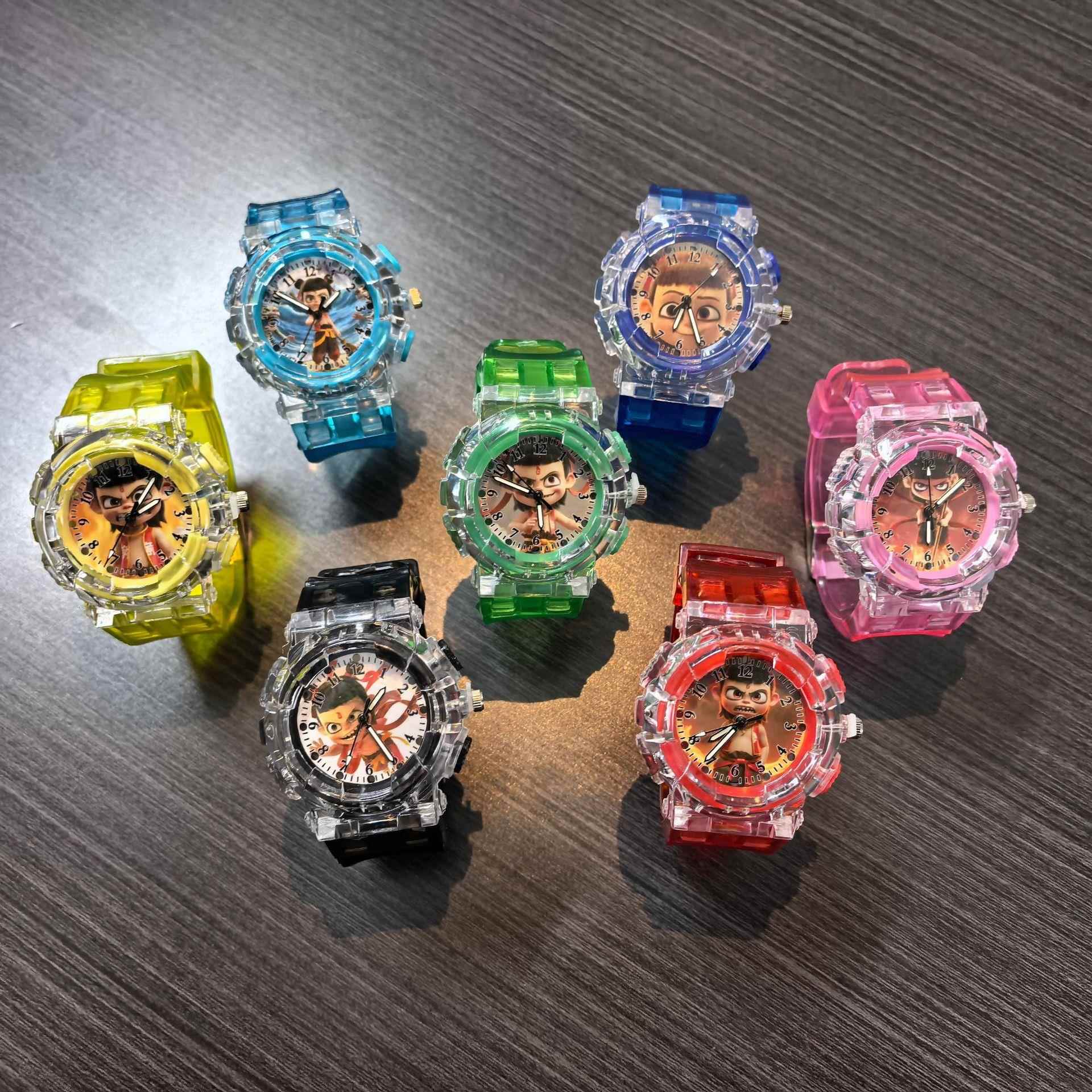 发光哪吒手表卡通夜光儿童手表学生运动电子表男女表工厂礼品