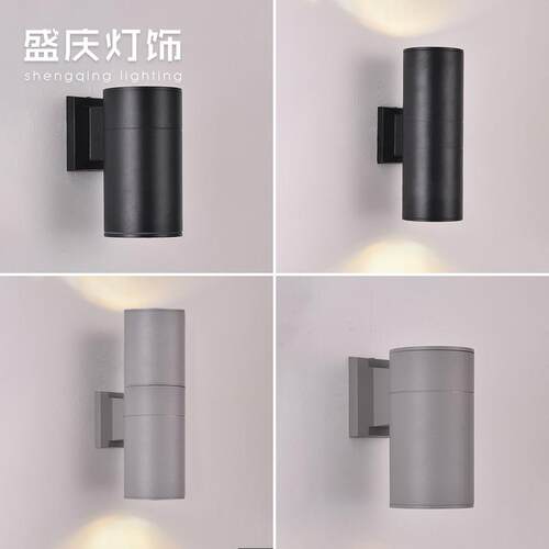 户外防水双头壁灯酒店别墅外墙走廊灯大门口柱子圆形上下发光灯具