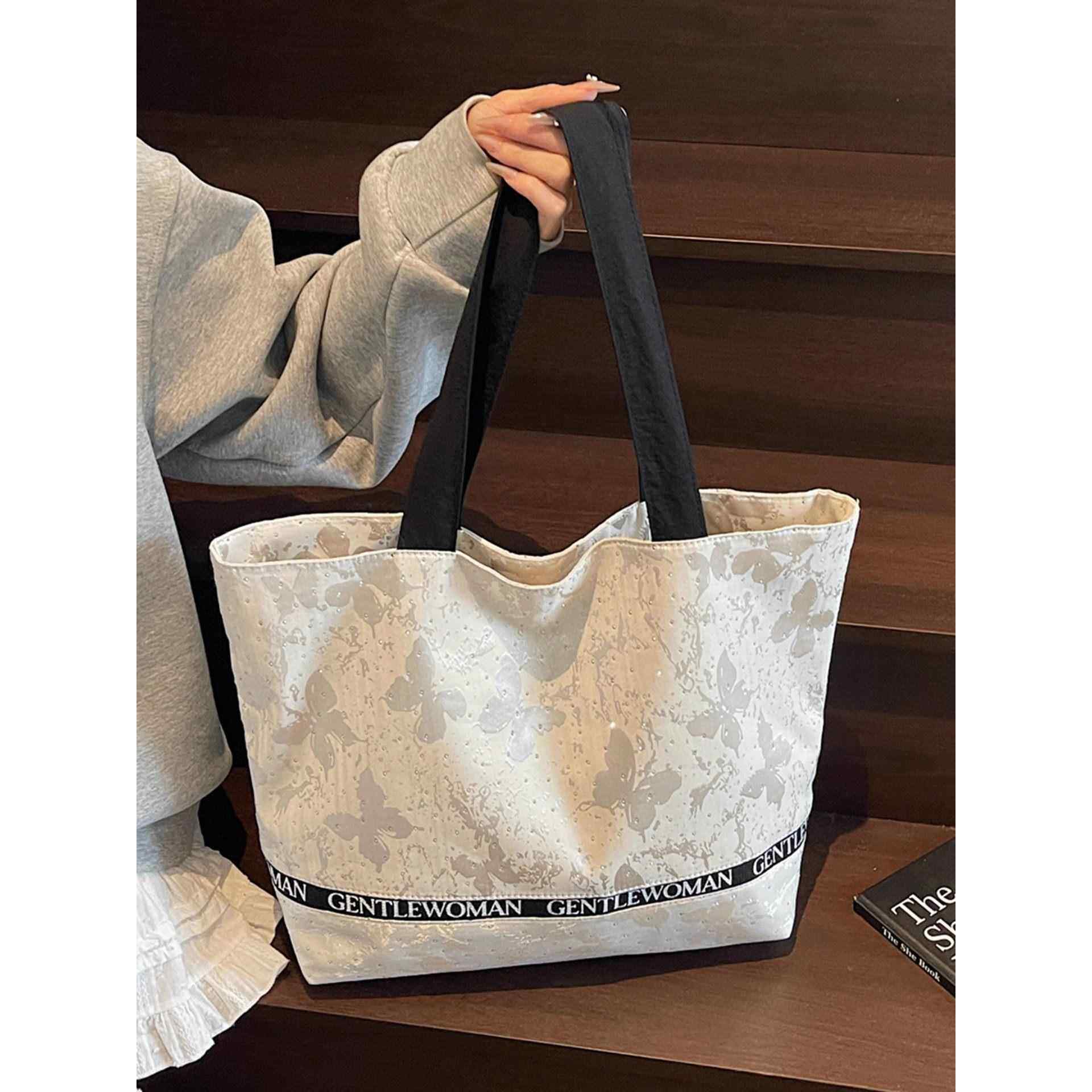 法国【设计师】SZ帆布包女式2025新款休闲大容量单肩手提袋托特包