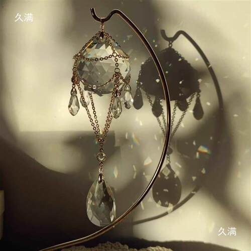 彩虹云朵太阳捕彩虹制造手机桌摆面件水晶梦幻K热t$*&$*&s球气女