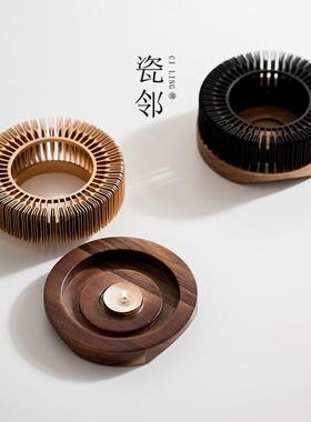 瓷日式温茶器炉暖茶炉蜡烛保JPI邻温火煮茶底小座围炉烤茶配件温