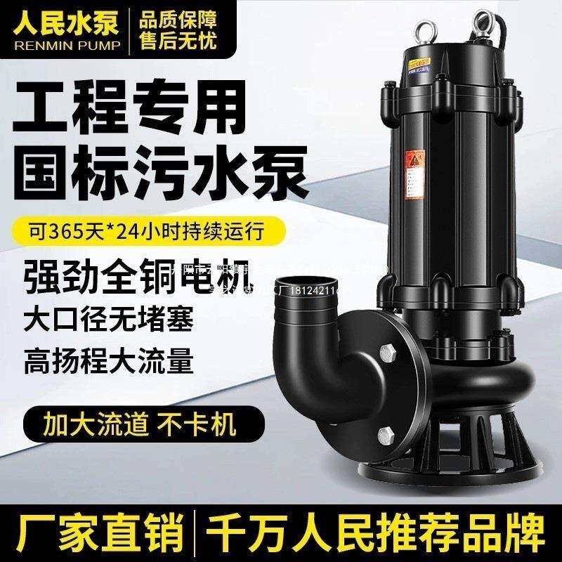 污水泵380v抽粪泥浆1.5kw2.2kw3kw4kw5.5kw三相无堵塞潜水排污泵