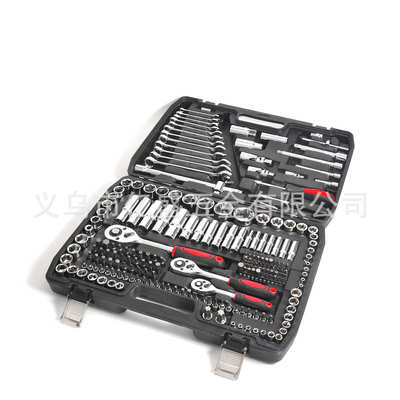 随车216pcs万向工具镀铬亮棘轮套筒五金扳手组合接机修火星面汽修