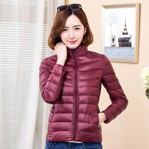 2022新款轻薄羽绒服女短款韩版立领秋冬女士大码女装外套厂家
