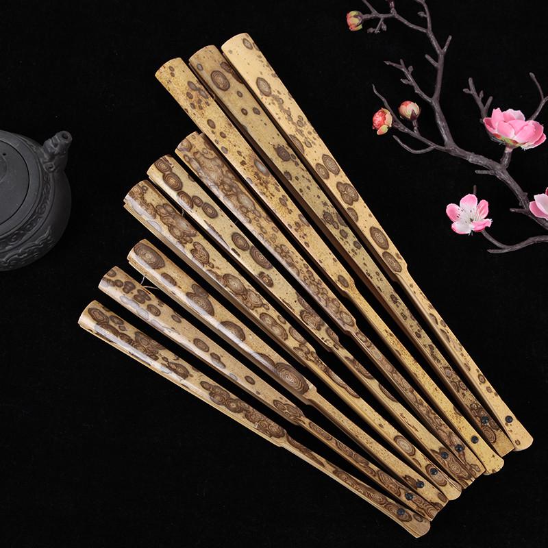 61K3古风文玩折扇云妃梅妃梅鹿蝴蝶花斑竹男女夏季手工宣纸扇子