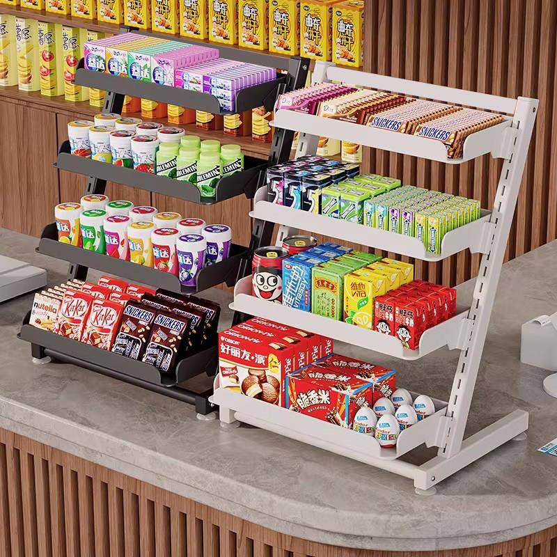 台面零食吧台货架展示架收银柜台口香糖架子超市便利店可调节置物