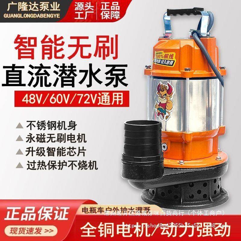 上海无刷直流不锈钢潜水泵48V60V72V智能水泵农用灌溉电车水泵