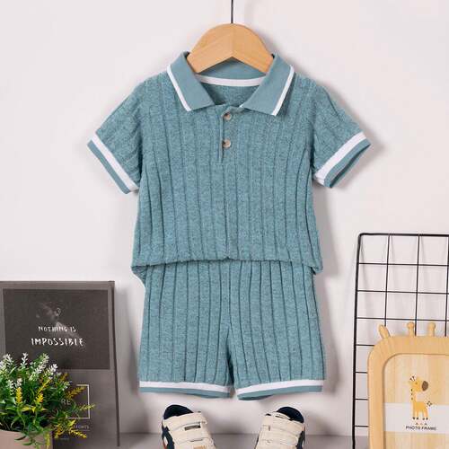 toddler boys summer knit tshirt shorts junior set striped