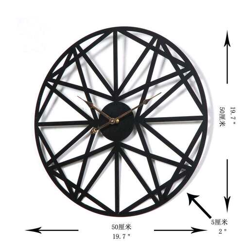 热卖款产品个性复古铁艺挂钟客厅家居静音钟表多边形挂钟