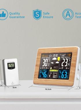 彩屏天气KGI预报钟33气65黑色电钟多功能电子闹钟F无线象钟R万波