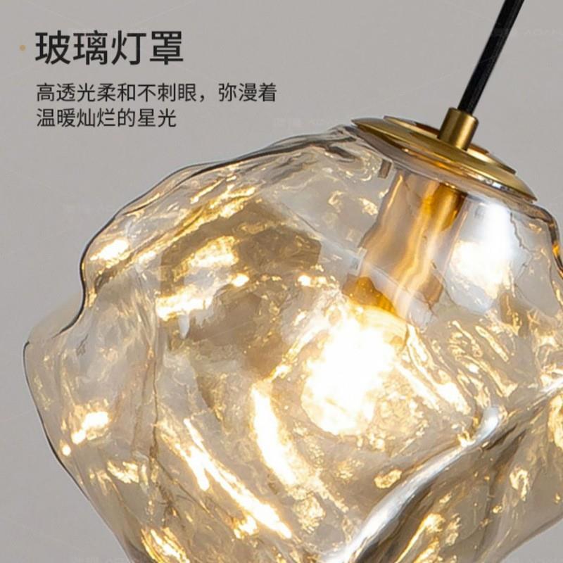奥博极简艺术冰块餐厅吊灯网红创意吊线灯玄关简约熔岩吧台卧室灯