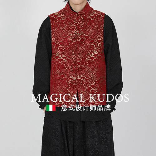 【MK专柜】MAGICAL KUDOS~改良汉服男中国风提花无袖马甲背心外套