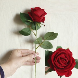 假花仿真玫瑰花装饰客厅居家摆设绒布玫瑰花卧室高档插花摆件玫瑰