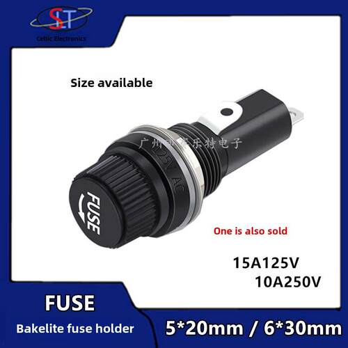 6*30 保险丝座 FUSE 旋钮玻璃保险管座 15A 125V AC 10A 250V AC