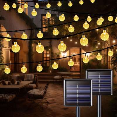 2pcs78ftSolarStringLightswith200ledsCrystalGlobe