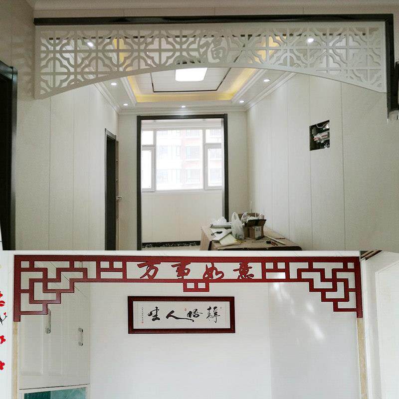 中式门楣挂落镂空雕花板PVC花格垭口装饰角花过道门楣上方装饰板