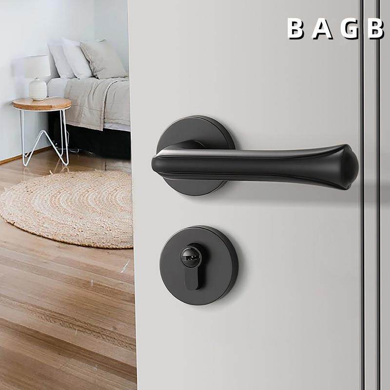 BAGB磁吸门锁室内卧室北欧黑色分体卫生间简约房门锁静音实木门锁