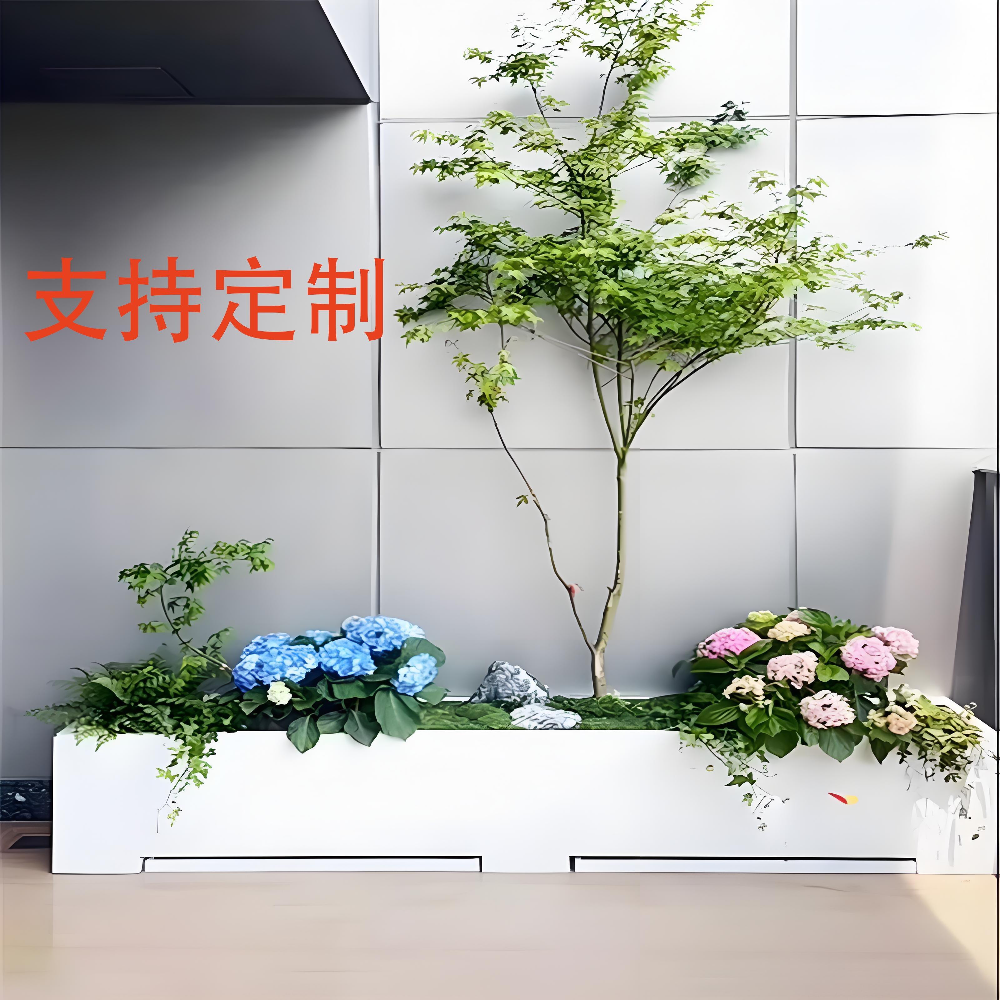 不锈钢花箱阳台庭院花槽接水盘花箱商业客厅办公种植箱