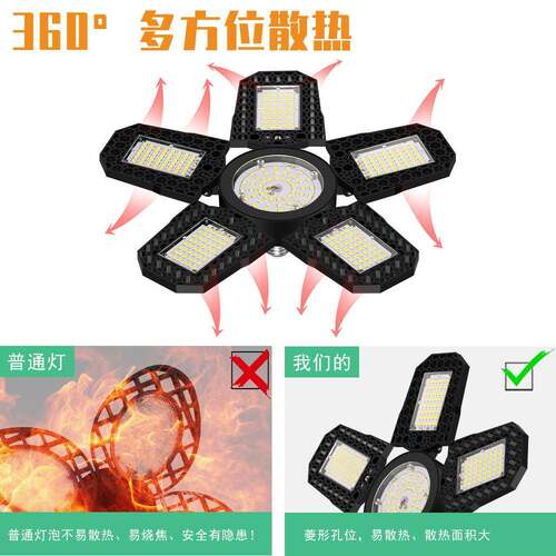 五灯叶ED可叠变L形金刚车库室内仓库KNK厂折房大棚大功率工业照明