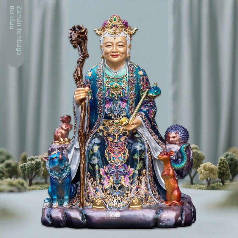 纯铜黑妈妈真身像铜像奶奶神像摆件铁刹山黑老太太黑妈妈高端黄铜