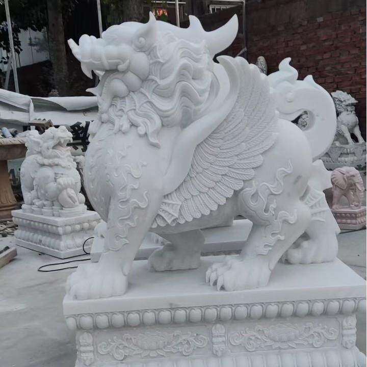 汉白玉貔貅大型石雕貔貅大理石麒麟别墅公司酒店门口石材摆件装饰