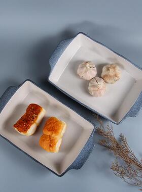 长方陶形瓷烤碗双耳焗饭盘DAE焙模烘具烤箱专用意千层面烤粉盘大