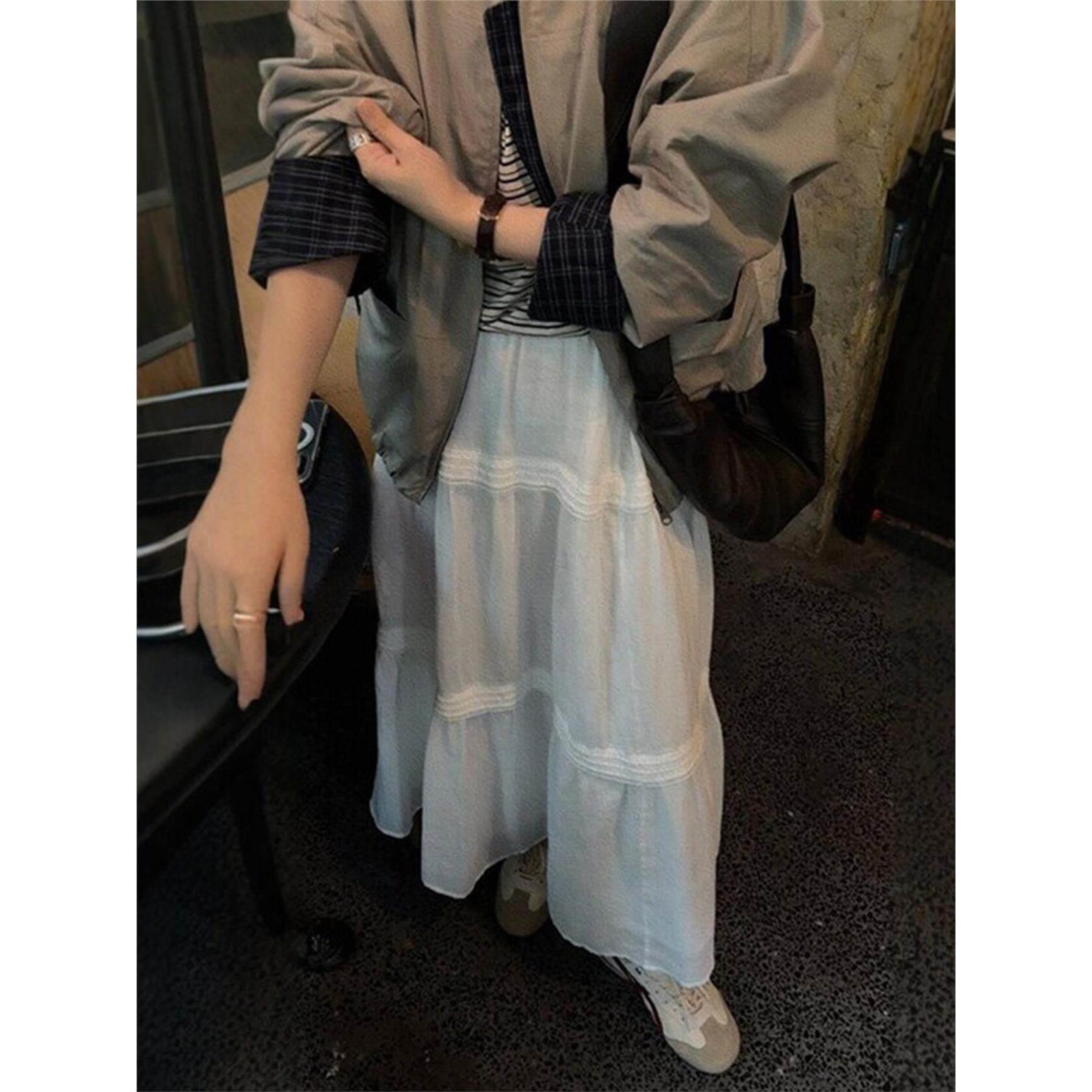 NextMary法式苎麻棉麻A字半身裙女春夏小个子高腰显瘦白色长裙子