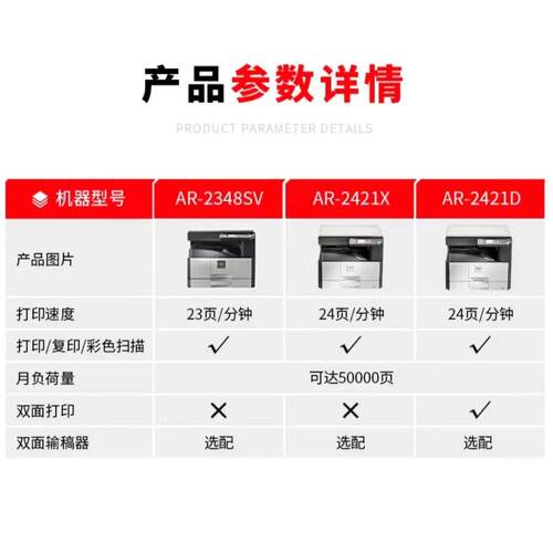 夏普（SHA4RP)AR-221XA3黑白数复合机多码功能打印一体机8888