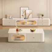 竹戴岩板茶几客厅家用现代简约方形网红小户型高级感茶几电视柜