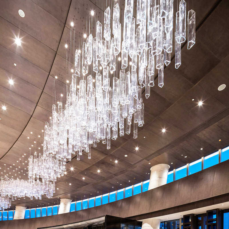新酒店大堂方筒玻璃吊灯水滴挂饰售楼处展厅水晶吊装空中装饰灯具,家装灯饰光源,客厅吊灯,淘宝优惠券,粉丝福利购,淘宝优惠卷
