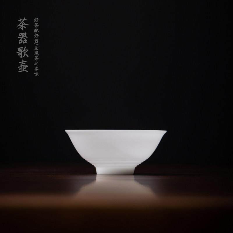 薄胎冰玉白斗笠杯茶杯 素烧德化白瓷冰种玉瓷 陶瓷喝茶品茗小杯子
