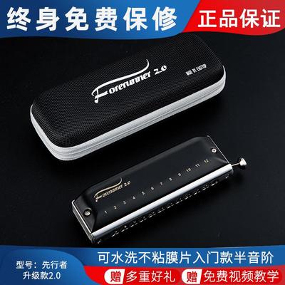 东方鼎12孔半音阶口琴先行者2.0升级款可水洗不黏膜新手初学入门