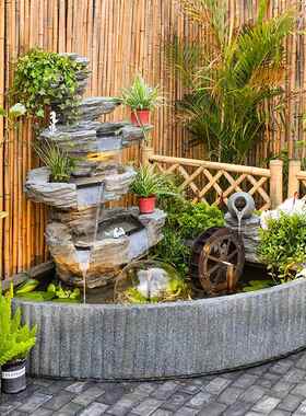 户外假山流水喷泉摆件水泵庭院花园循环水院子鱼池造景装饰景观