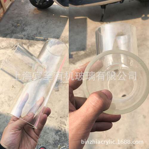 透明亚克力弯管 有机玻璃弯头 拼接管子法兰连接 车螺纹开模定做