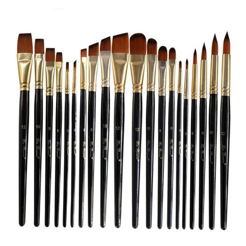5pcs/set Nylon Hair Oil Paint Brush Set Round Filbert Angel