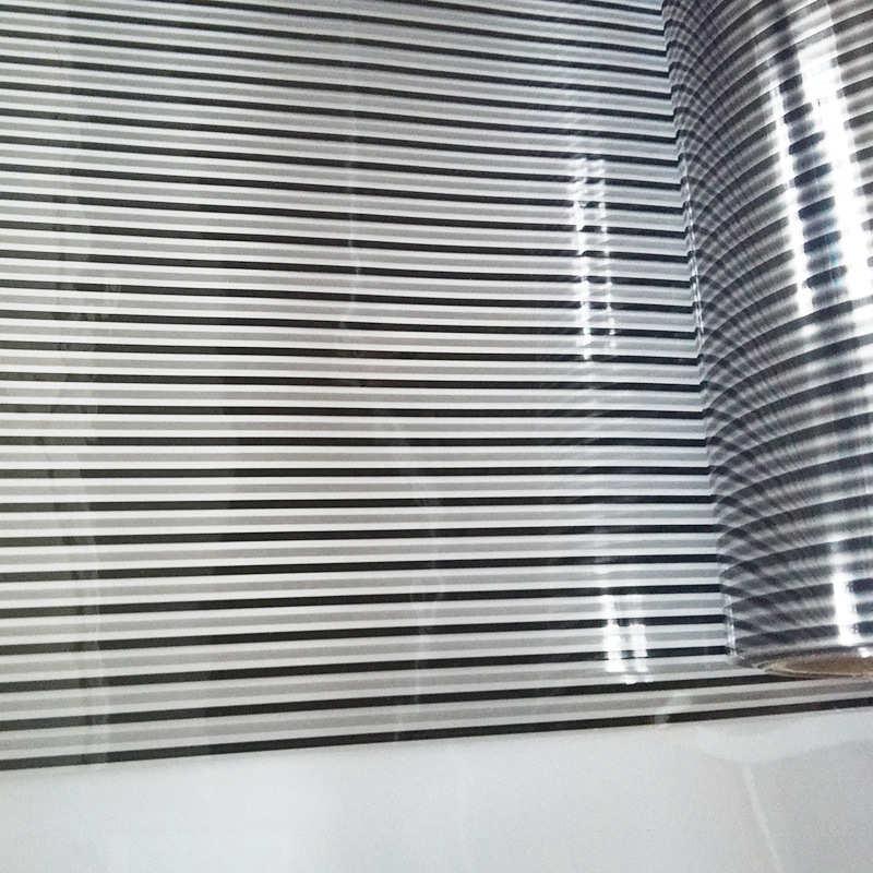 深浅百叶窗玻璃膜黑色细条纹玻璃隔断办公室装饰PET家装窗户贴膜