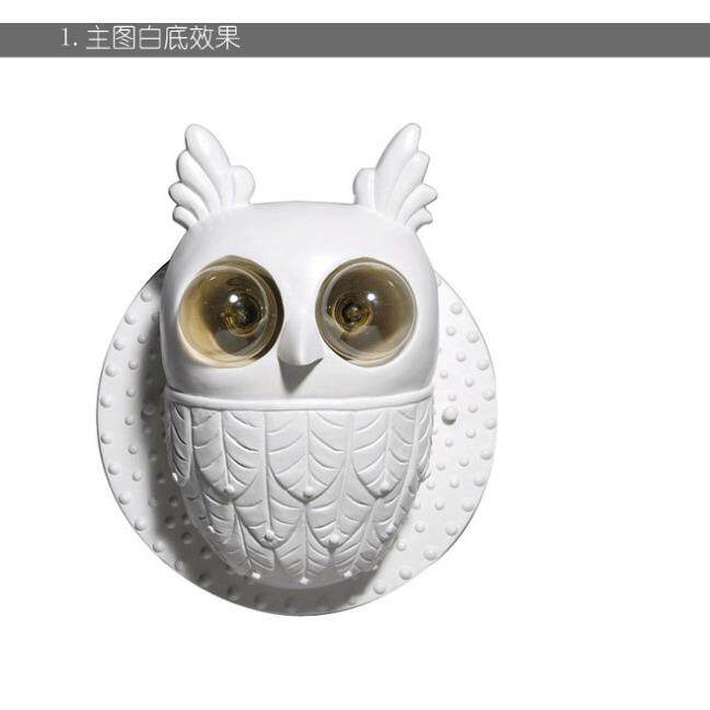 出口创意卧室过道欧美树脂猫头鹰壁灯酒店玄关客房床头灯
