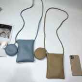 简约复古纯色单肩包洋气软皮斜跨小包 迷你手机包韩版 新款 网红竖款