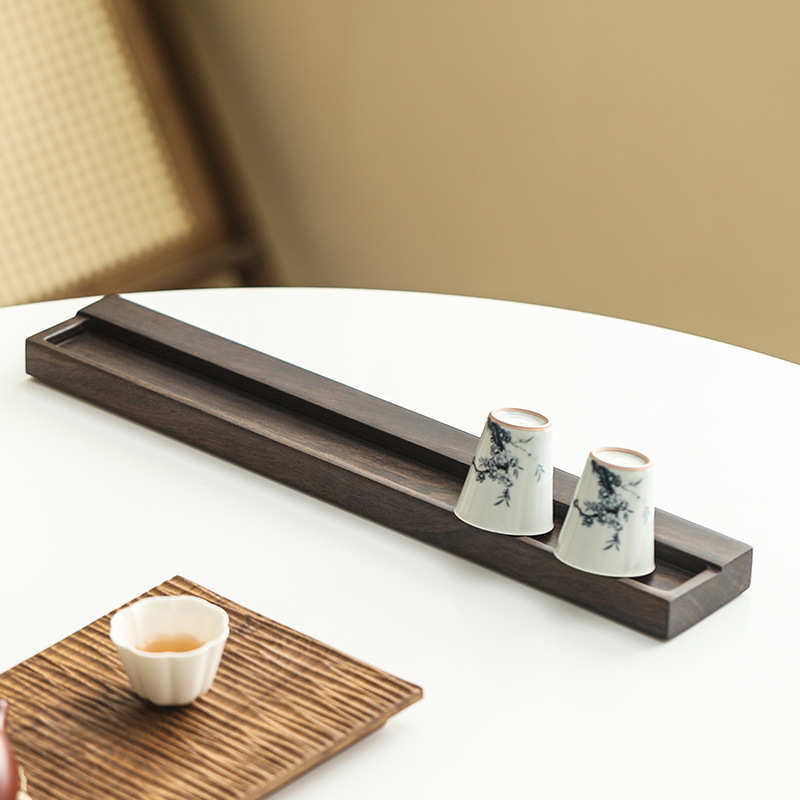 黑檀木花梨木功夫茶杯收纳架子晾杯架茶具沥水实木茶道配件茶杯架