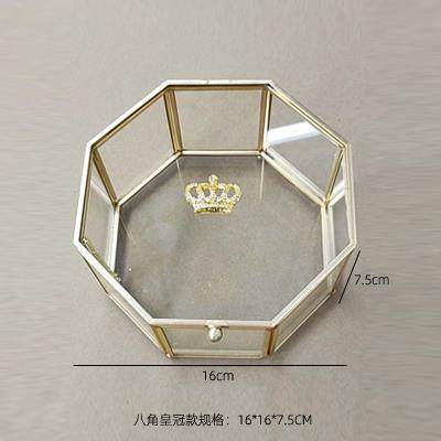 高档欧式皇冠珠宝收饰品耳纳盒发卡耳钉展环首饰盒示戒指玻璃伴手