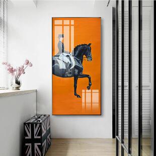 美式风格装饰画大幅马玄关客厅挂画后现代简约酒店会所卧室北欧画